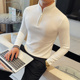 老钱风高级感半高领长袖 弹力磨毛立领拉链打底衫 加厚T恤韩版 修身
