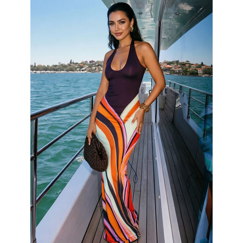Women's Long Fitted Maxi Dress Summer Beach Vacation Style