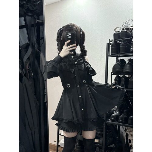 Lolita Style Sweet Academia Two-Piece Set Long Sleeve Dress
