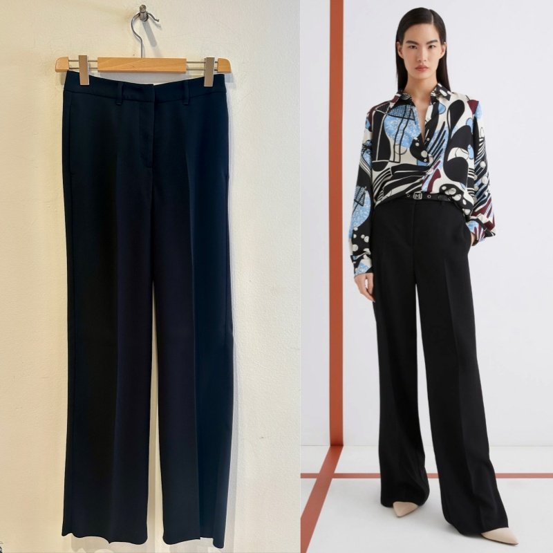 Marella自然腰百搭纯色休闲裤