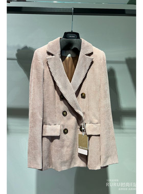 意大利正品代购 iblues 25秋冬CALAIS女士百搭双排扣条绒西装外套