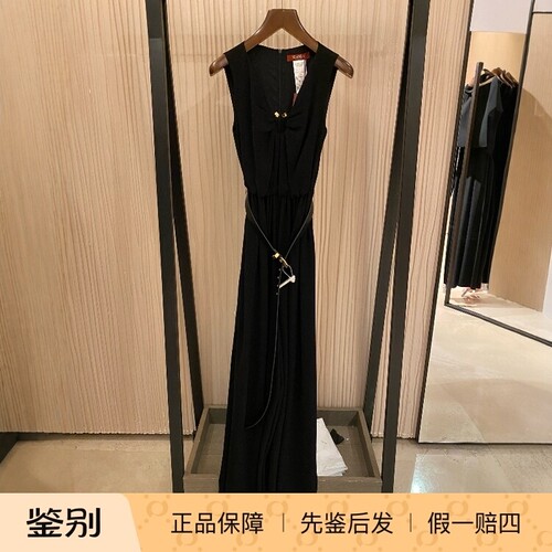 时尚一步裙纯色收腰无袖连衣裙