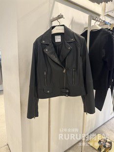 代购 PINKO 2024春夏新款 皮衣外套 意大利正品 女士时尚 休闲机车款