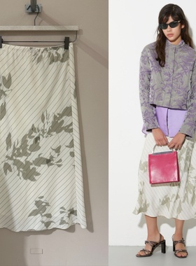 意大利正品代购Max Co 25秋冬 PENNA 女士百搭优雅印花中长半身裙