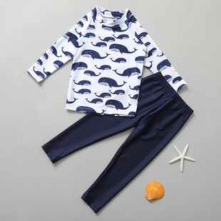 卡通中大童宝宝防晒速干游泳衣套装 2023新款 儿童泳衣男童分体长袖