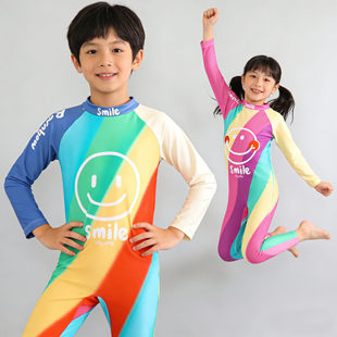 防晒游泳衣男宝宝女孩速干温泉泳装 2025新款 儿童泳衣男童连体长袖