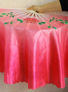 牡丹舞蹈扇40厘米长甩头大花扇子ABS工程塑骨粉色绿色广场跳舞扇