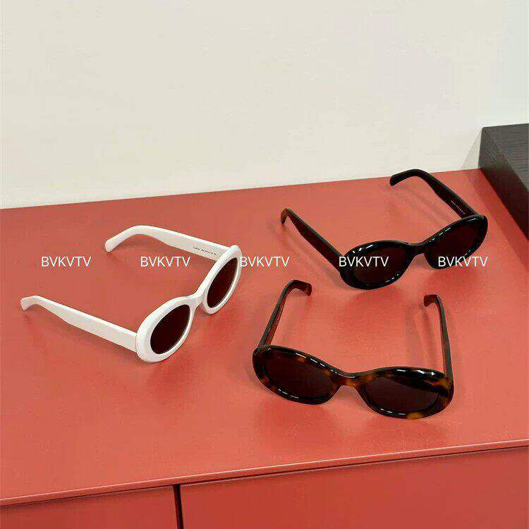 INSH 4/16 新款黑色个性椭圆框太阳镜女时尚休闲简约复古墨镜