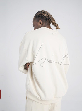 The Revelatory Story 秋季简约亨利领草写字母印花套头长袖卫衣