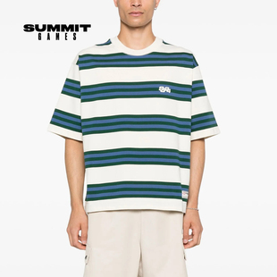 GAMES 运动圆领半袖 复古条纹有机纯棉短袖 美式 T恤男女通款 SUMMER