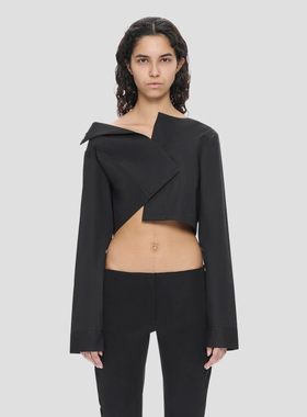 HELIOT EMIL 北欧先锋机能25SS 夏季女不对称设计感长袖短款衬衫