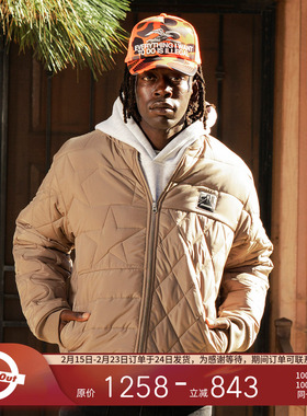 PLEASURES  五星绗缝徽章贴布绣夹克男女同款高街纯色棒球领外套