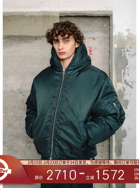 PEACEMAKER OAMC® 25秋冬 光滑面料短款连帽飞行员夹克