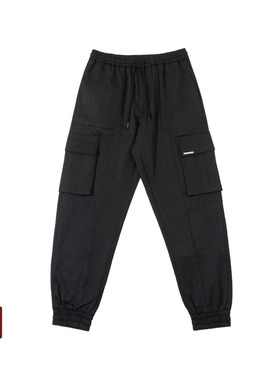 OVERFLOW 春季黑色百搭日常简约街头金属宽松工装裤休闲裤长裤