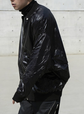 【正品现货】RICK OWENS RO 26SS 暗黑街头亮面尼龙拉链飞行夹克