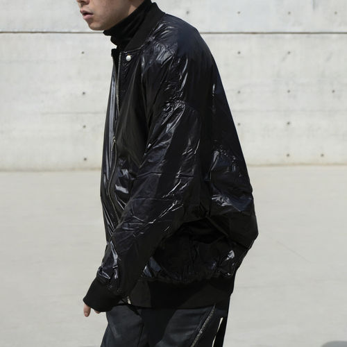 【正品现货】RICK OWENS RO 26SS 暗黑街头亮面尼龙拉链飞行夹克