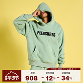 PLEASURES 加绒帽衫 基础字母logo印花连帽卫衣套头衫 男女同款