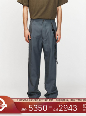 SONG FOR THE MUTE 25SS 春季宽松褶皱挂绳斜线图案休闲裤长裤