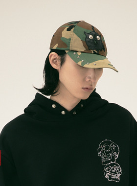 THUG CLUB 韩国先锋品牌 25FW 暗黑萌酷个性骷髅铆钉弯沿帽