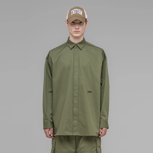 032C 25SU 百搭字母logo印花不规则剪裁宽松长袖极简设计衬衫衬衣