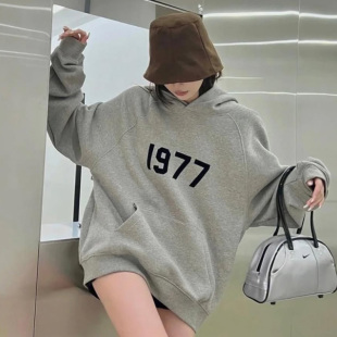 套头帽衫 God 1977数字印花连帽卫衣男女同款 Essentials Fear