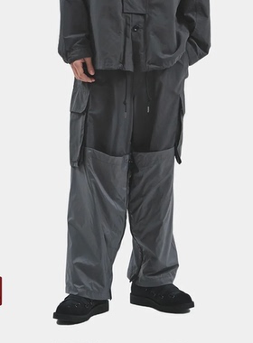 MEANSWHILE 日本秋季男士户外多口袋滑雪宽松功能尼龙长裤休闲裤