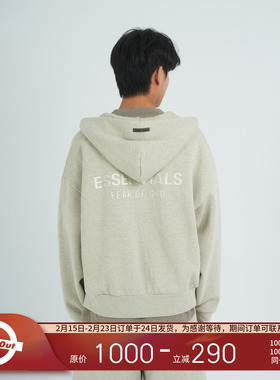 Fear of God Essentials 25春夏 大LOGO拉丝烫标印花拉链连帽卫衣