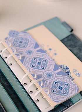 原创中国风青花瓷TODAY尺A5A6A7奇葩A5slim手工塑封分隔页索引