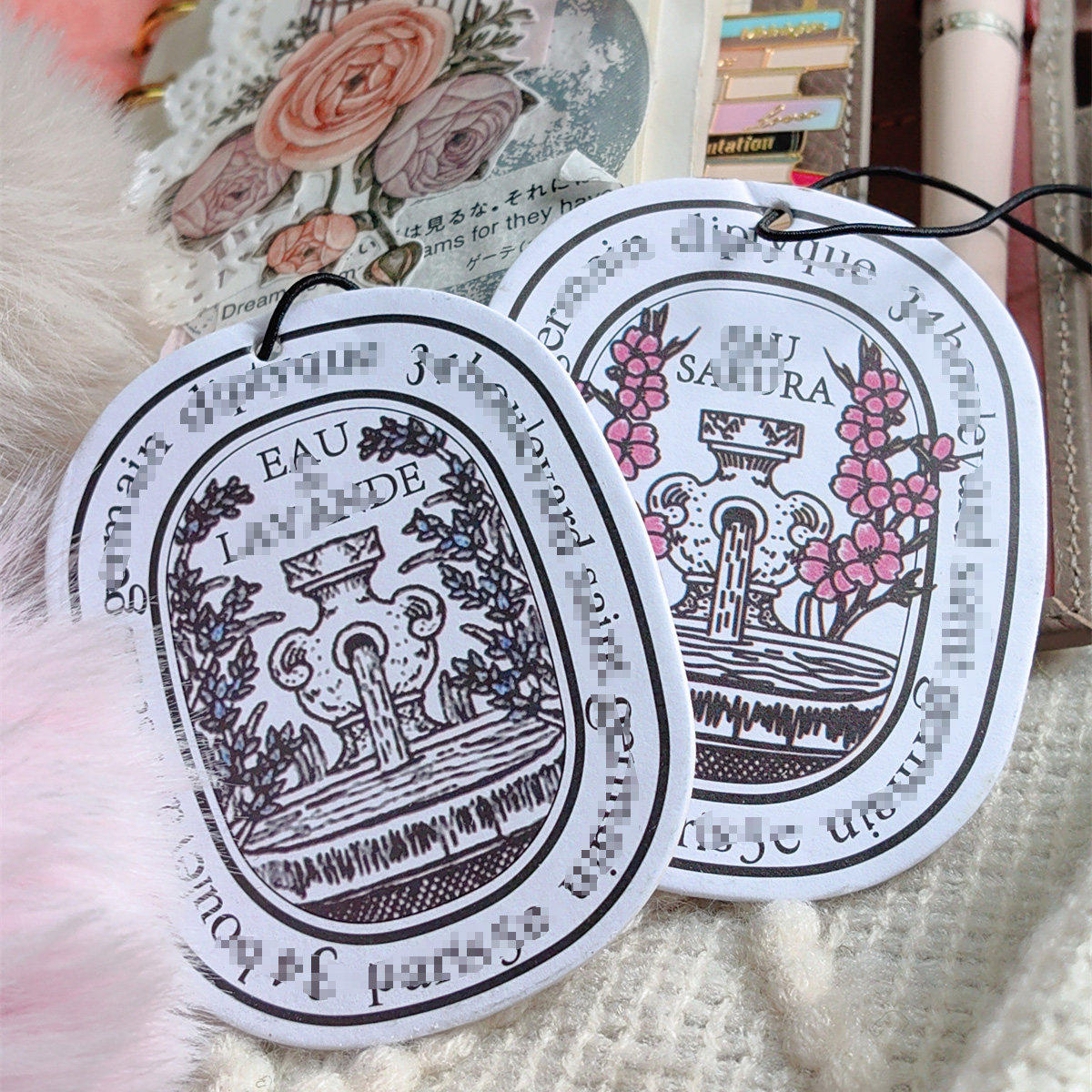 QY 香片樱花薰衣草手工手帐挂件装饰吊牌INS风欧美风活页挂件