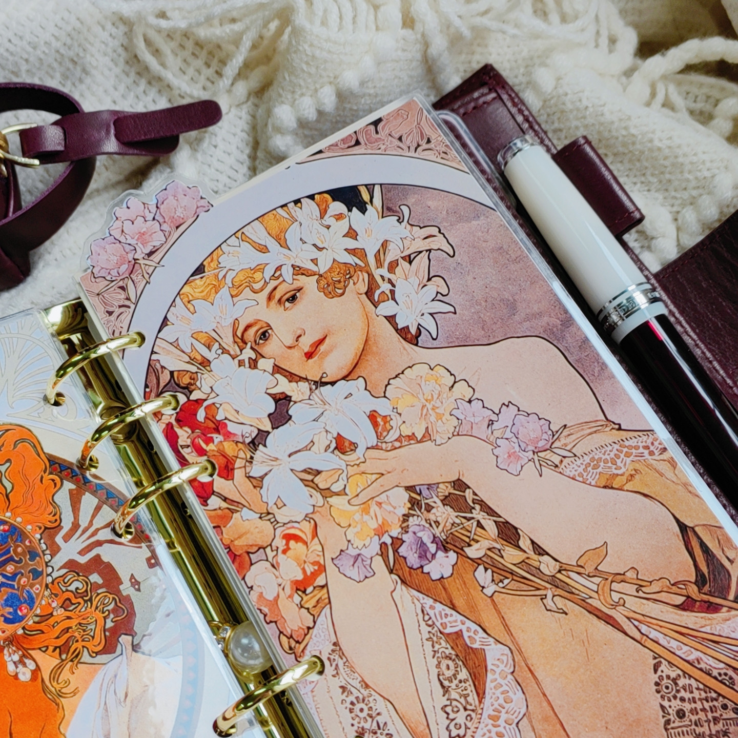 QY欧式宫廷复古风穆夏A5A6A7奇葩M5方方子A5slim手工塑封分隔页