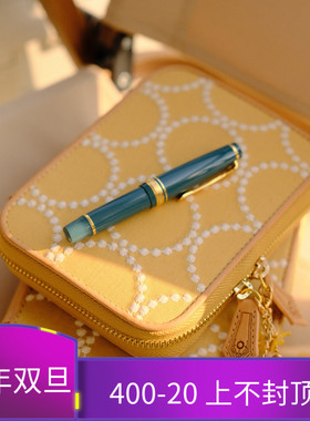 原创黄色甜甜圈刺绣烧饼包A6奇葩A7定页A6weeks真皮手工手帐本