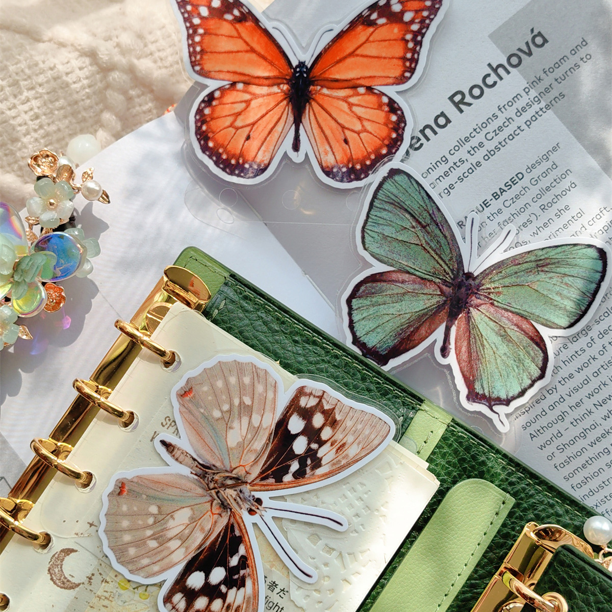 QY3孔彩色蝴蝶百搭A5A6A7奇葩M5方方子A5slim手工塑封分隔页索引