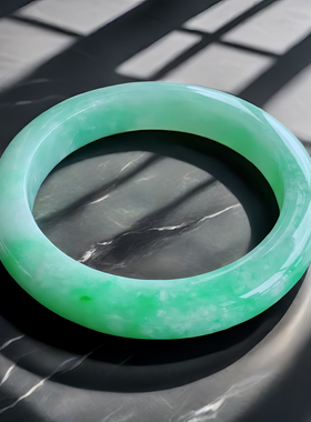 59圈缅甸天然A货翡翠手镯73.7浅阳绿色平安镯时尚正圈妈妈玉镯子