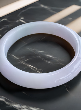 59圈缅甸天然A货翡翠手镯60.40时尚百搭女玉石珠宝白色宽边玉镯子