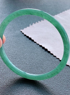 60圈天然蓝色翡翠手镯17.87时尚女款百搭冰种蓝水叮当手镯翡翠玉