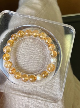 天然黄阿塞珍珠招财小清新手链女