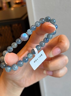 天然玉化蓝晶石猫眼手串设计手链