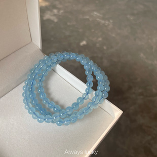 「海蓝宝多圈」纯净体 湖水一样淡然!冰种玻璃体天然水晶闺蜜手链