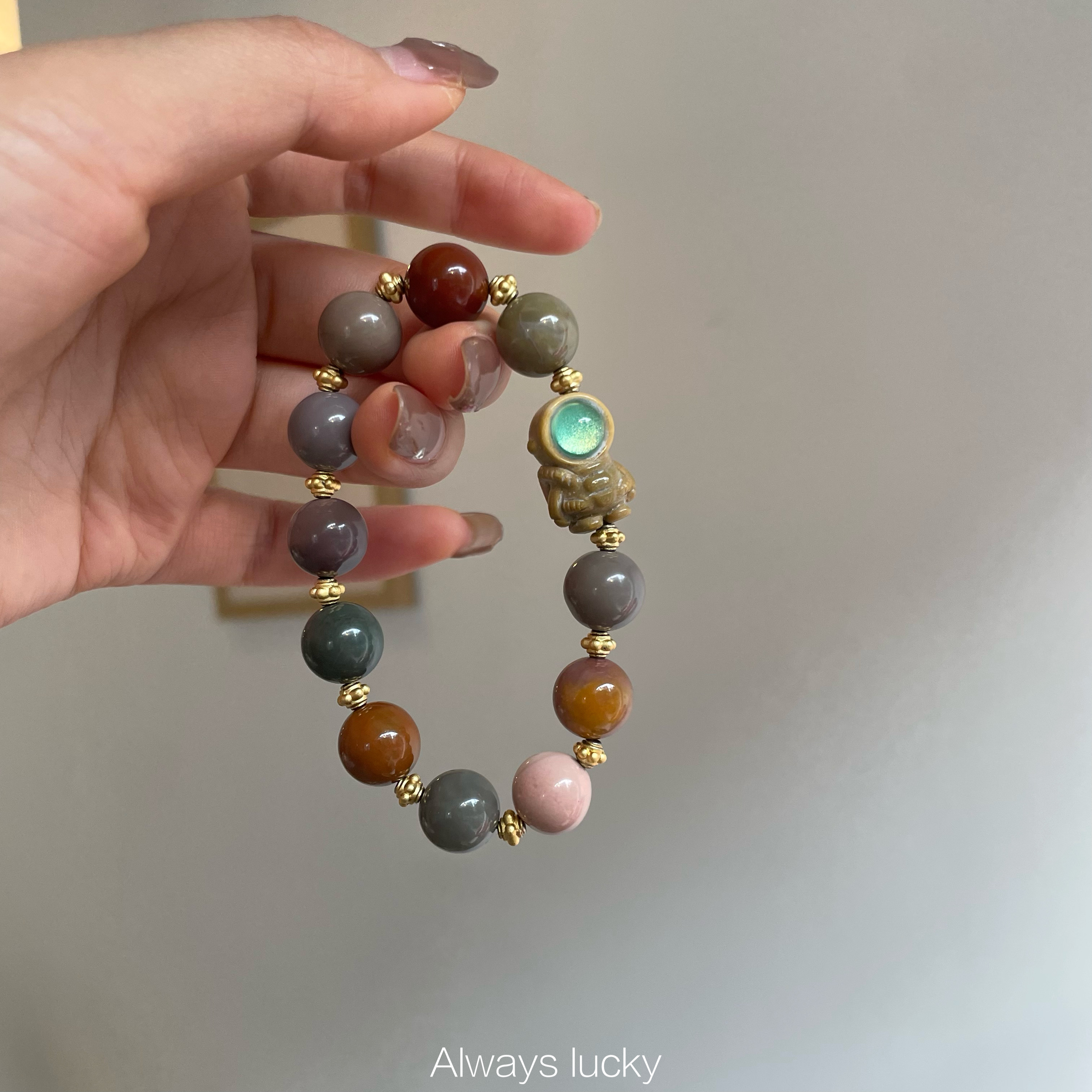 阿拉善天然彩玉玛瑙水晶闺蜜手链