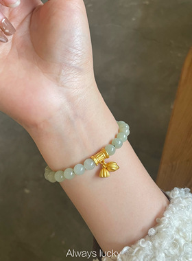 两世欢天然和田玉晴水古风手链女