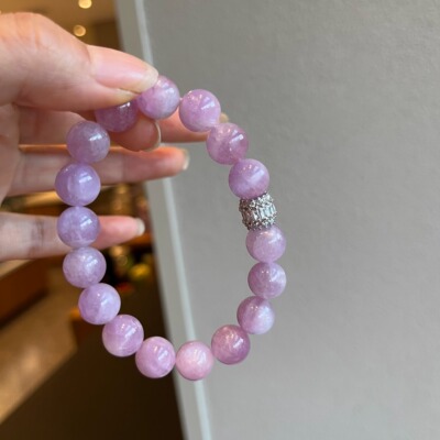 天然薰衣草紫白水晶手链