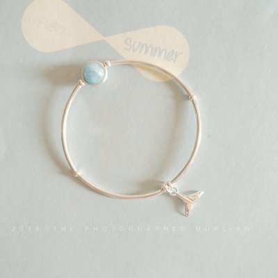 海豚庇护幸福纯银女生天然海蓝宝