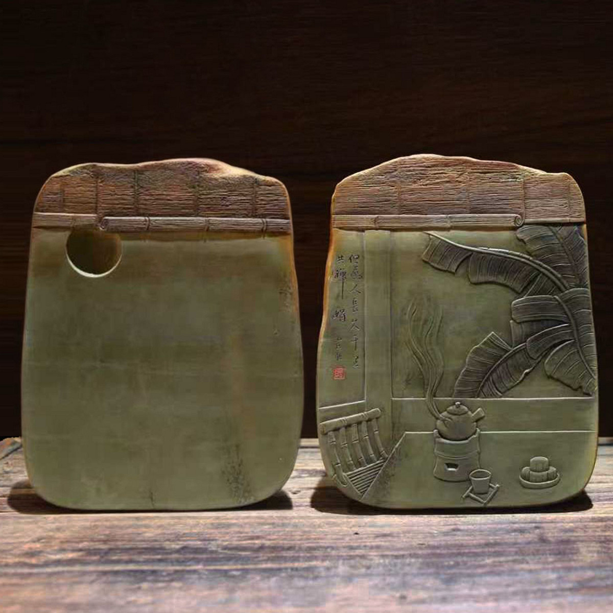 清云居国家非遗肇庆端砚西山绿端月是故乡圆砚台精品收藏送礼佳品