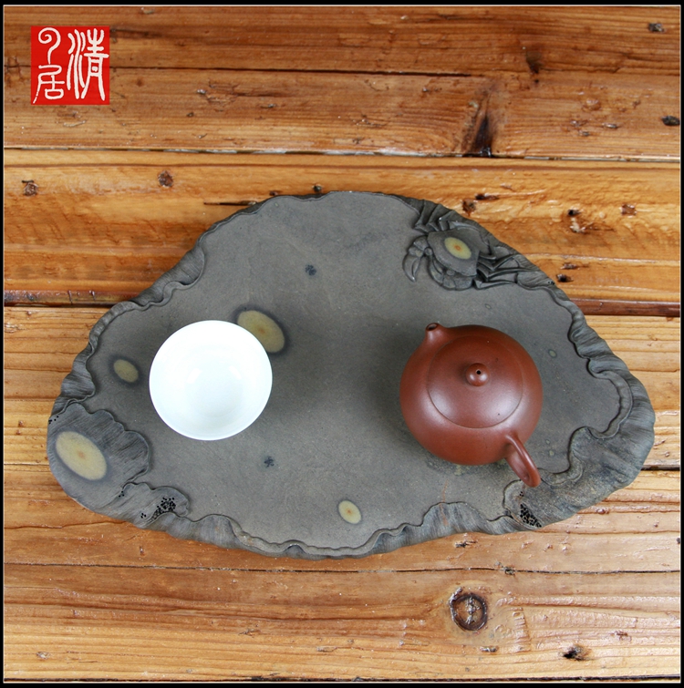 清云居砚艺端砚梅花坑【和谐】干泡台茶盘精品肇庆端砚摆件