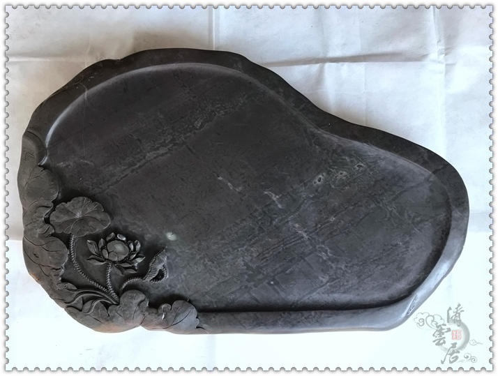 清云居* 端石茶盘*85x53x5cm*紫端朝天岩【荷趣】茶盘11-016