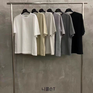 1现 韩国东大门MUTE 百搭纯色圆领棉短袖T恤2025春季新款