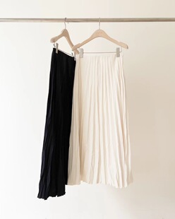 1现 韩国东大门ounce女纯色飘逸宽松褶皱A字半身裙25秋季新款