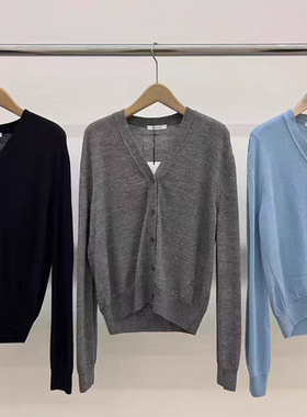 1折现 25秋季新款韩国东大门mohhe 蓝色洋气百搭长袖针织开衫女