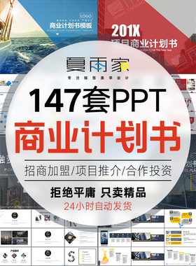 商业计划书PPT模板 创业融资企划书项目立项路演ppt设计模版素材