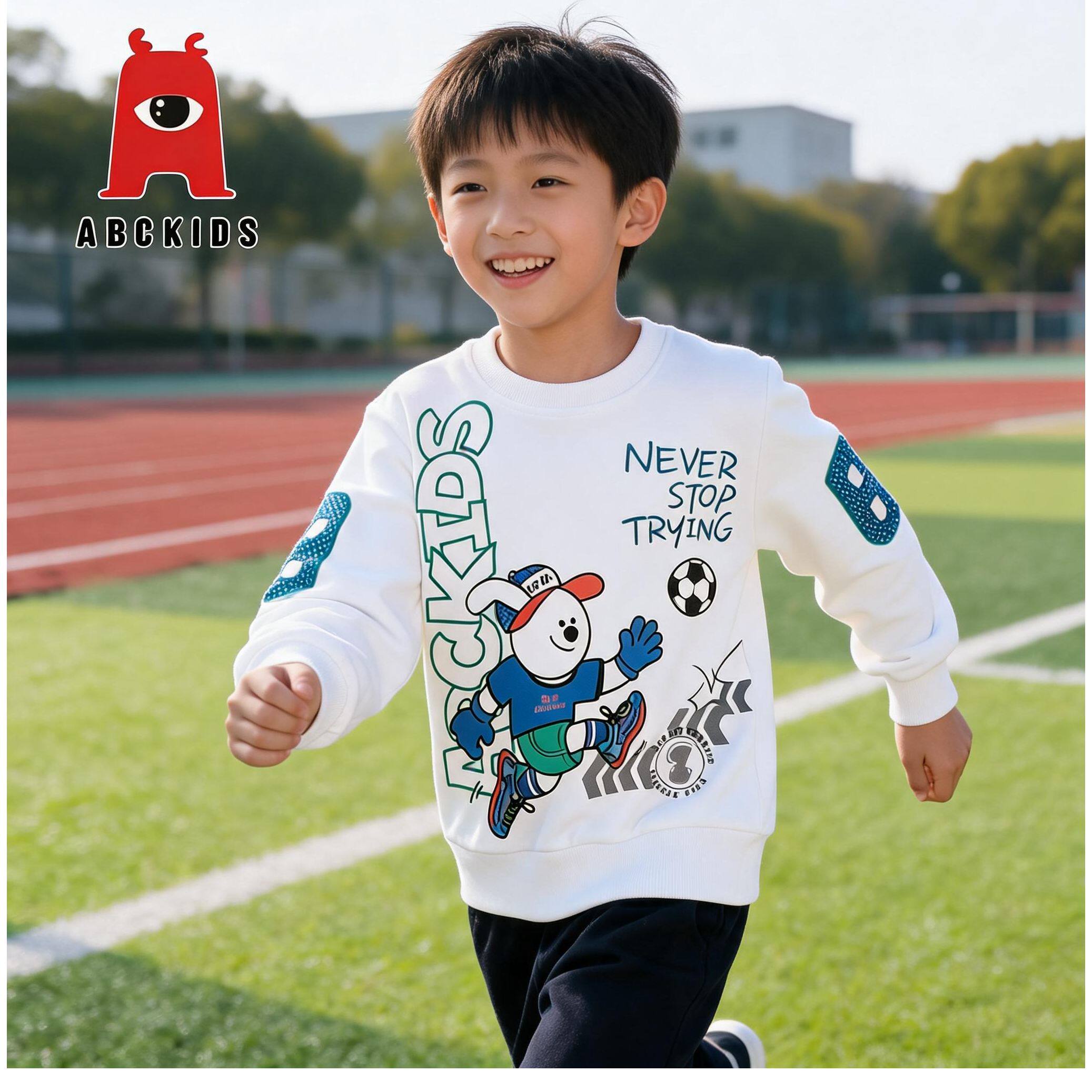 ABCkids(专柜同款春秋款男宝舒适透气卫衣满印图案百搭圆领卫衣